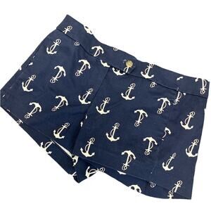 J. Crew Nautical Sailor Anchor Cotton Blend Navy Chino Shorts 0 Coastal Preppy